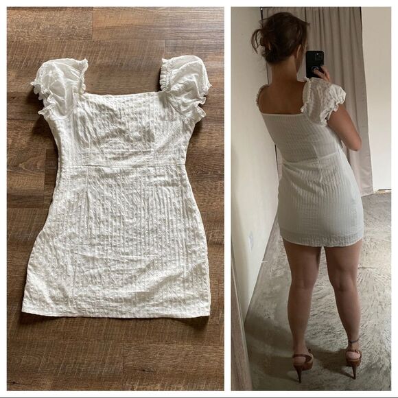 SHEIN White Dress Off Shoulder Feminine Multiway Cotton Medium Party - Picture 5 of 12